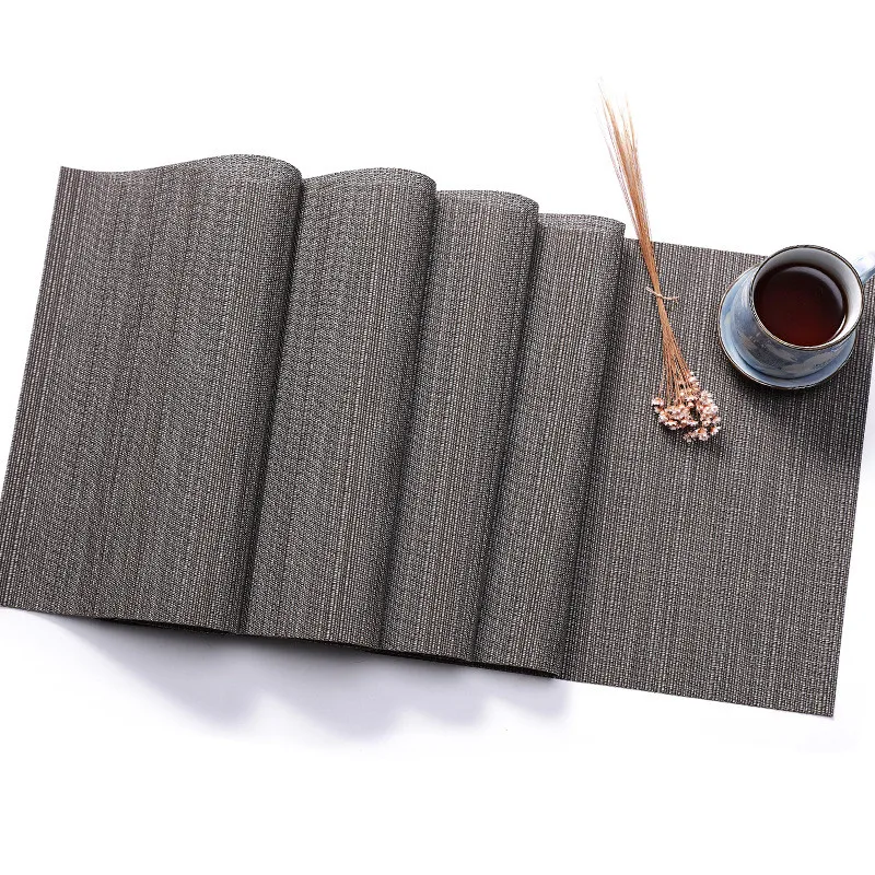 

Teslin PVC placemat solid color table flag bamboo weave tablecloth environmental protection insulation hotel home decoration mat
