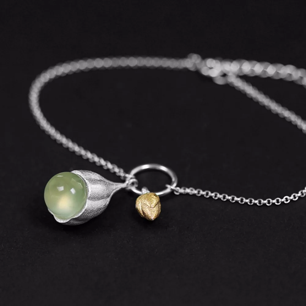Lotus Fun Real 925 Sterling Silver Natural Stone Handmade Designer Fine Jewelry Elegant Lotus Buds Bracelets Earrings for Women