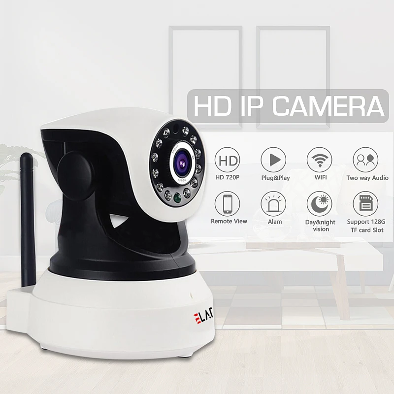 

ELAF 720P HD IP Camera IR Night Vision Audio Recording Surveillance Wireless Wifi Camera Baby monitor Home Security CCTV Camera