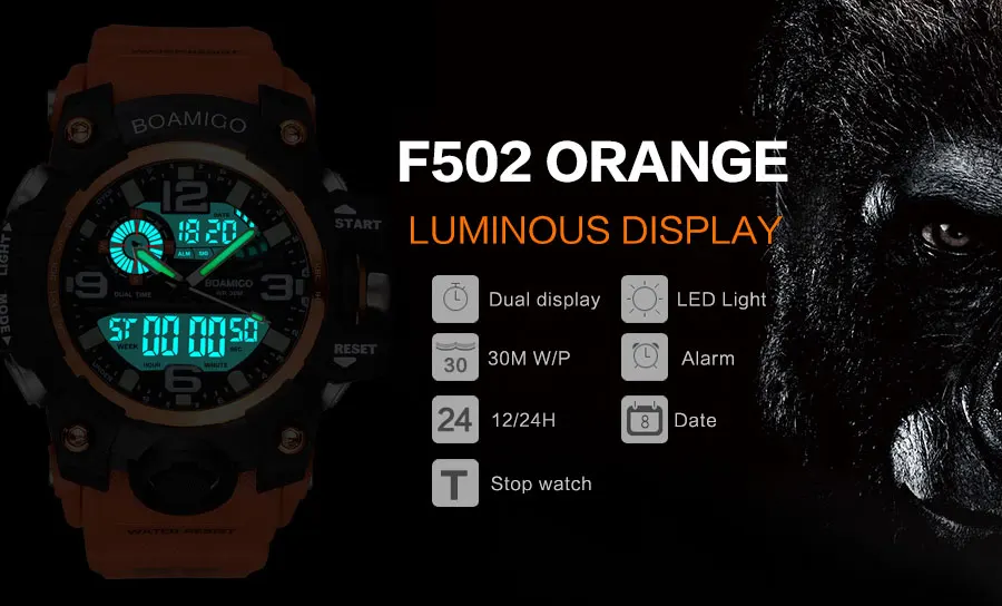 Ceny Męskie zegarki sportowe marka boamigo cyfrowe LED kwarcowe gumowe wojskowe zegarki na rękę wodoodporny analogowy męski zegar Relogio Masculino