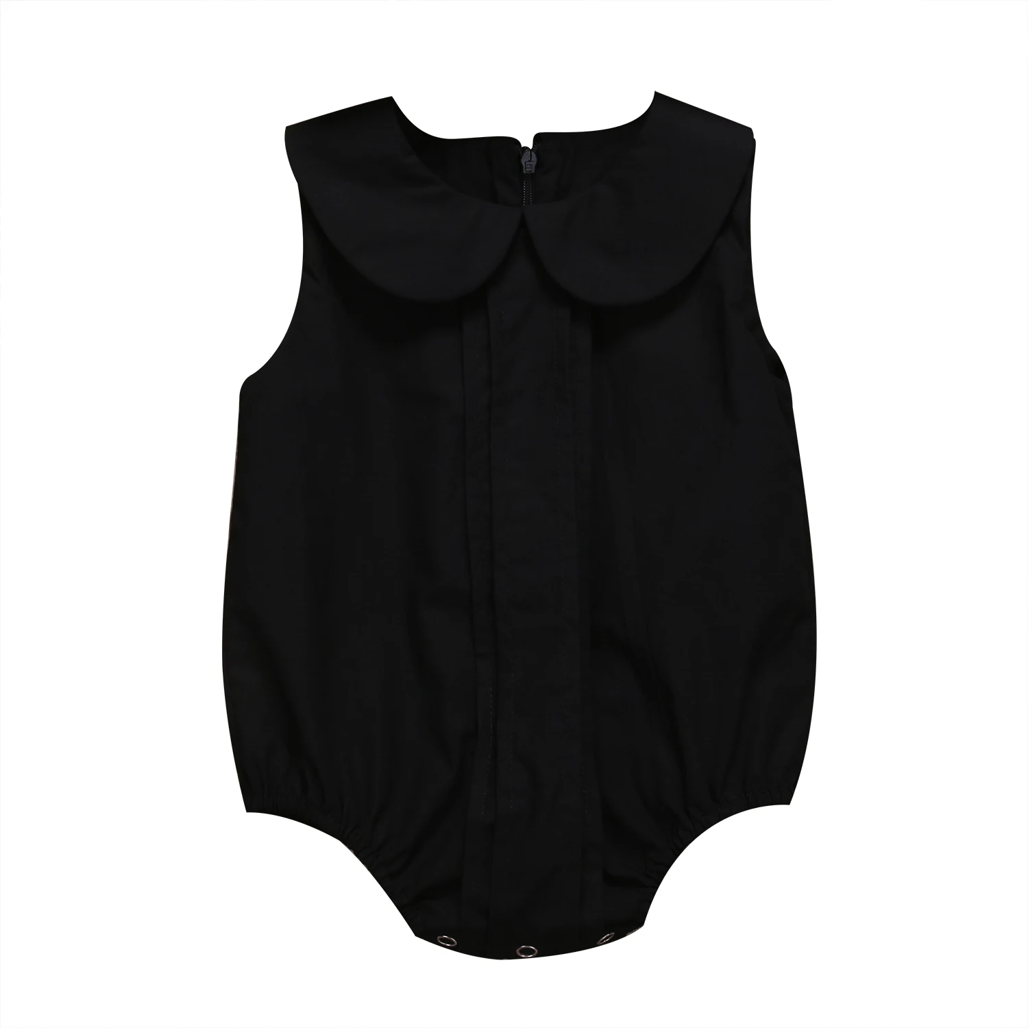 Babies Black Solid Peter Pan Collar Bodysuit Newborn Baby Girl