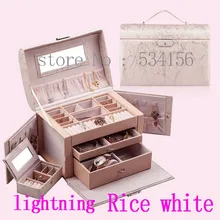 Envío gratis RU NUEVA Práctico joyero de cuero de lujo collar colgante pendientes de exhibición de la joyería caja de embalaje de regalo 10 color
