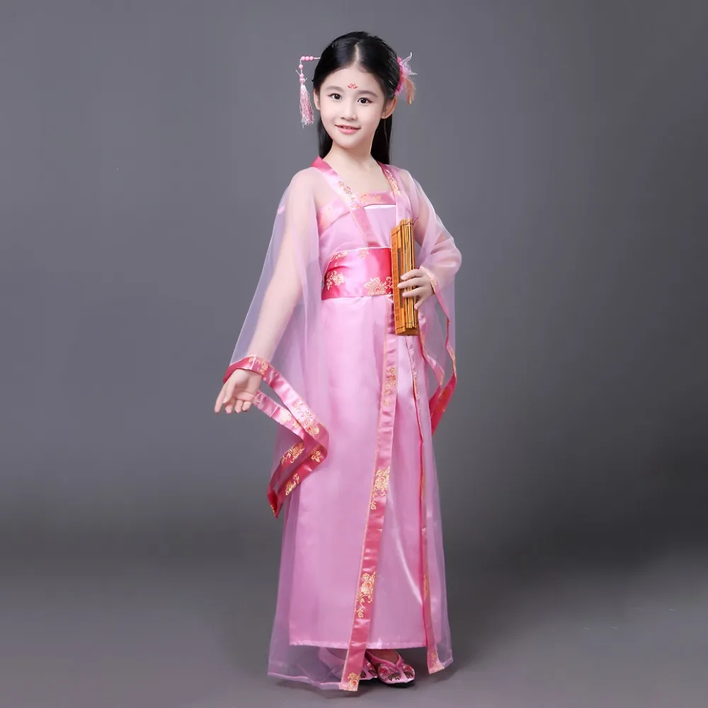 7 видов цветов, детский длинный костюм в стиле династии Тан, карнавальный костюм для девочек, китайское платье с длинными рукавами для детей