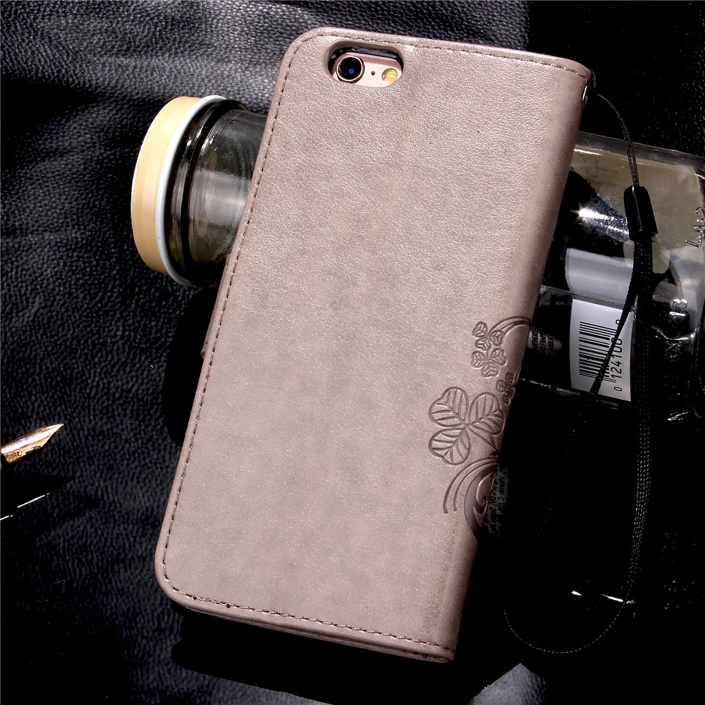 Funda Clover Book Case For Samsung Galaxy S6 S7 Edge PU Leather Cover Luxry Flip Capa Telephone Mobile Phone Accessories Cases