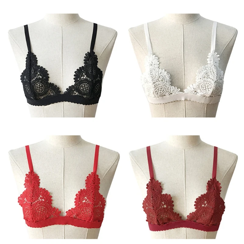 

New Arrived Women Hollow Out Lace Wireless Bra Push Up Bralette Underwear 4 Colors High Quality