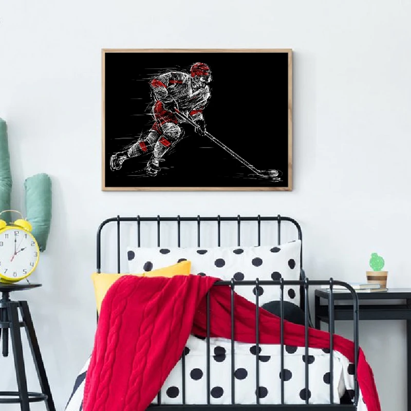Ice hockey player print kids room decor