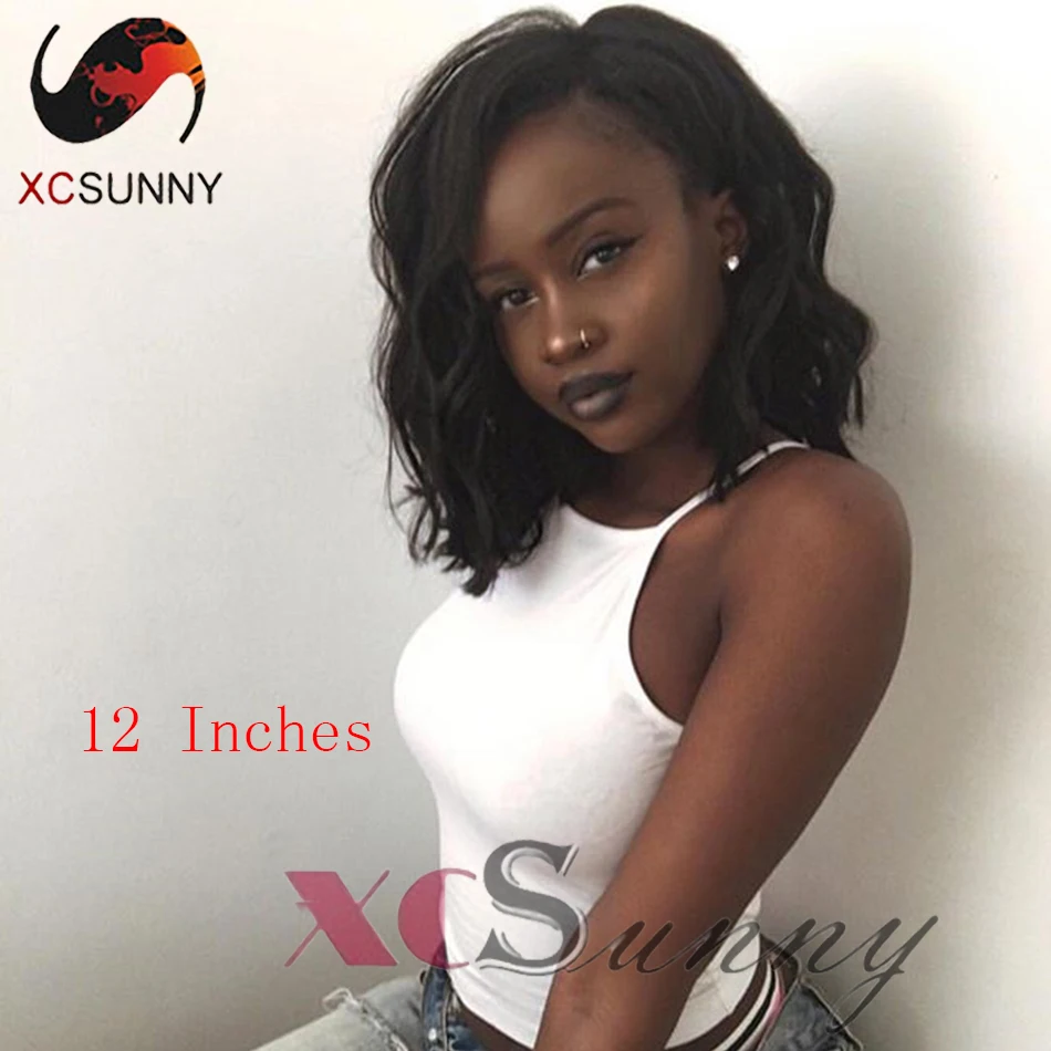 

7A Brazilian 12'' Natural Wavy Short Human Hair Wigs For Black Women Short Curly Human Hair Wigs Short Bob Wigs For Black Women