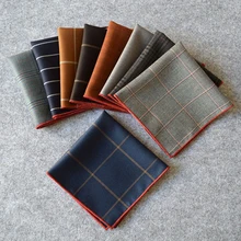 Factory Men's Vintage Plaid Striped Solid Cotton Handkerchief Pocket Square Hankies Luxury Chest Towel Prom Wedding Party Gift