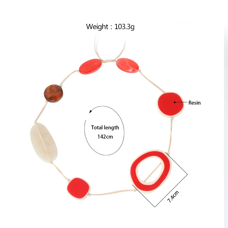 Длинная веревка, цепочки, Большое модное ожерелье для женщин, геометрические подвески из акриловой смолы, винтажное дизайнерское ожерелье, ювелирные изделия