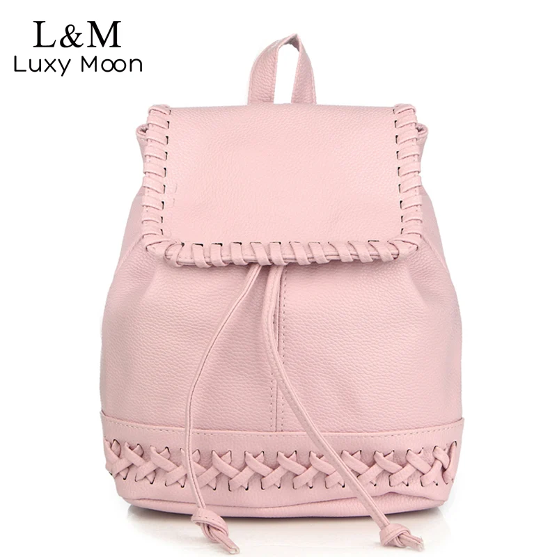 New Korean Backpacks New Fashion PU Leather Shoulder Bag Drawstring Small Backpack Embossed ...