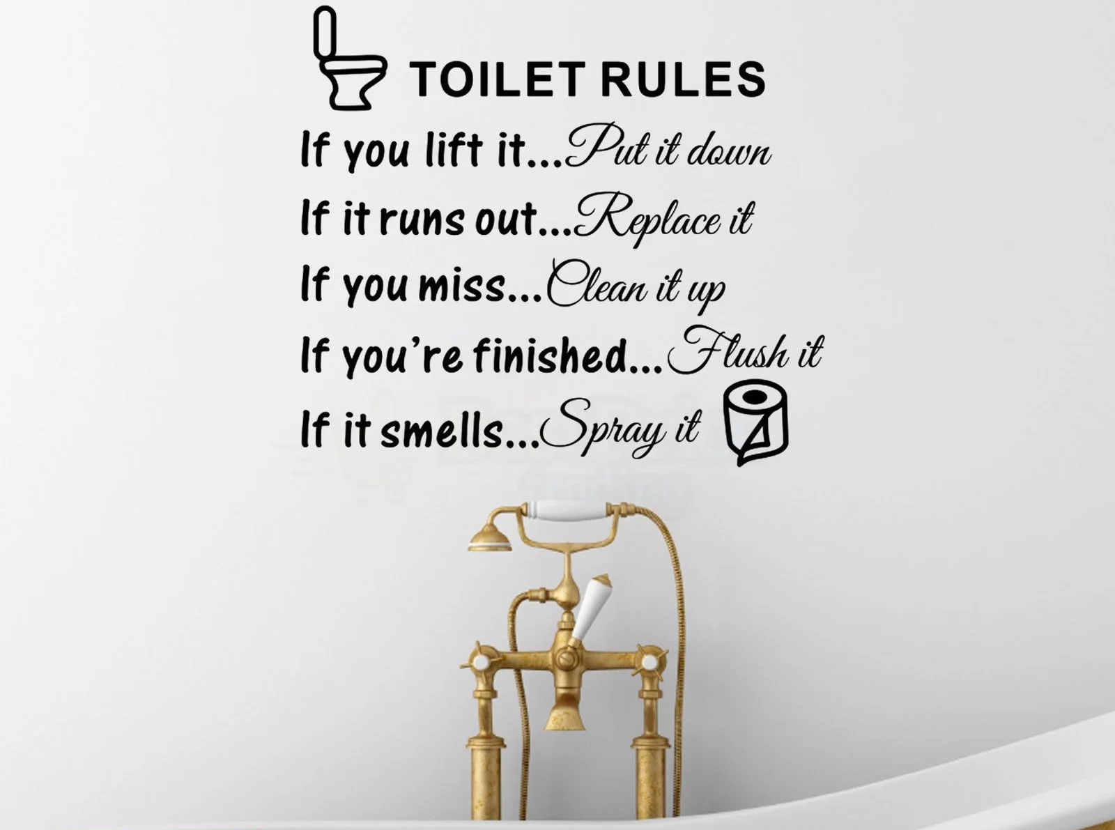 D491 Toilet Rules Quotes Vinyl Wall Decal Sticker for Home Decor
