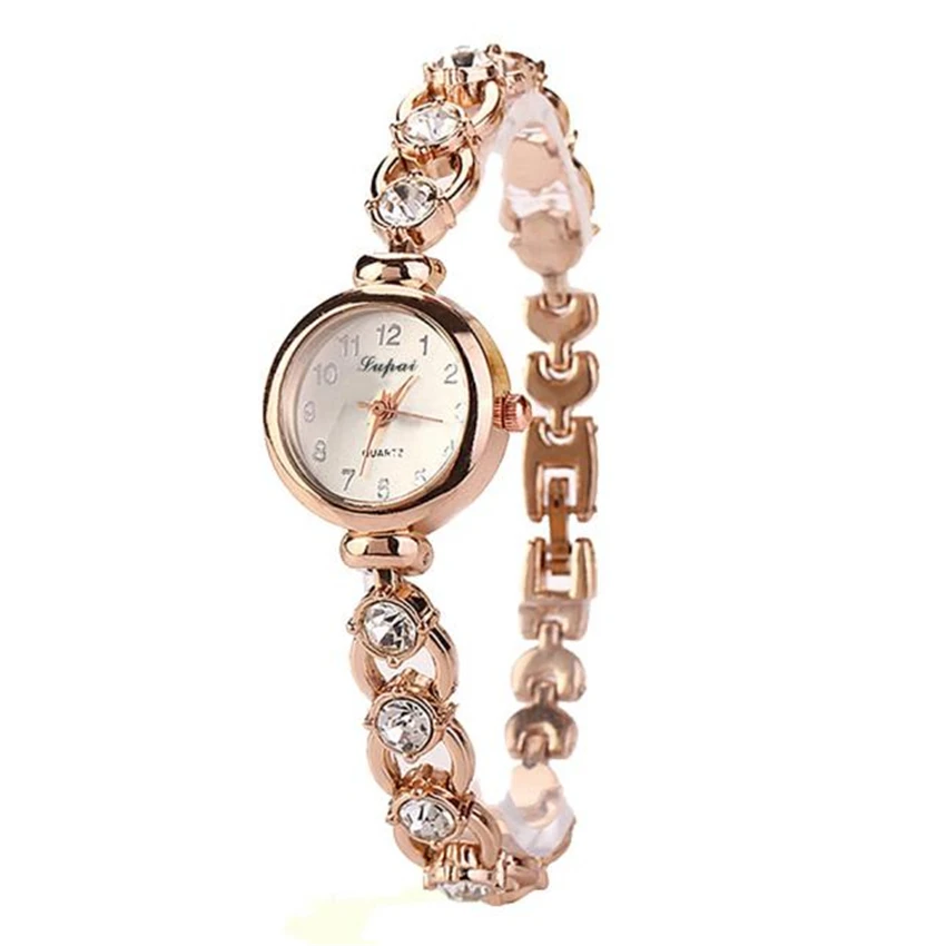 Gold Silver Fashion Women Bracelet Watch Ladies Rock Crystal Clock Luxury Dress Quartz Wrist Watch for Woman Relogio Feminino