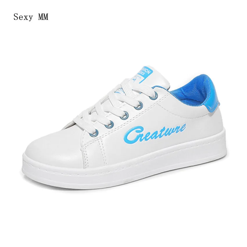 

PU Leather Flats Women Trainers Breathable Lace-Up Shoes Woman Casual Skate Walking Flat Shoes Zapatillas Mujer