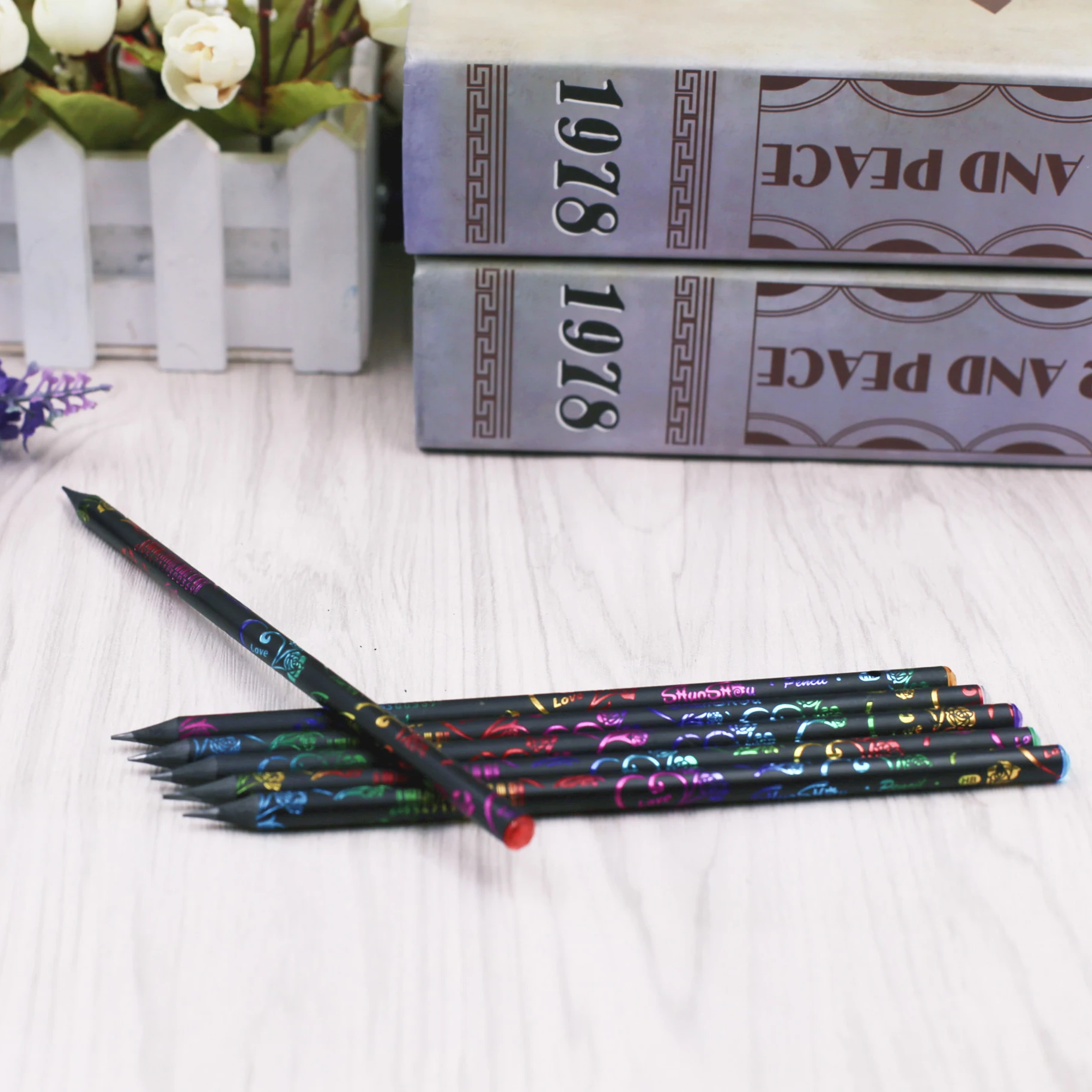 12 шт./лот DIY милые пластиковые черные заполненные прочные HB Рисование карандаш