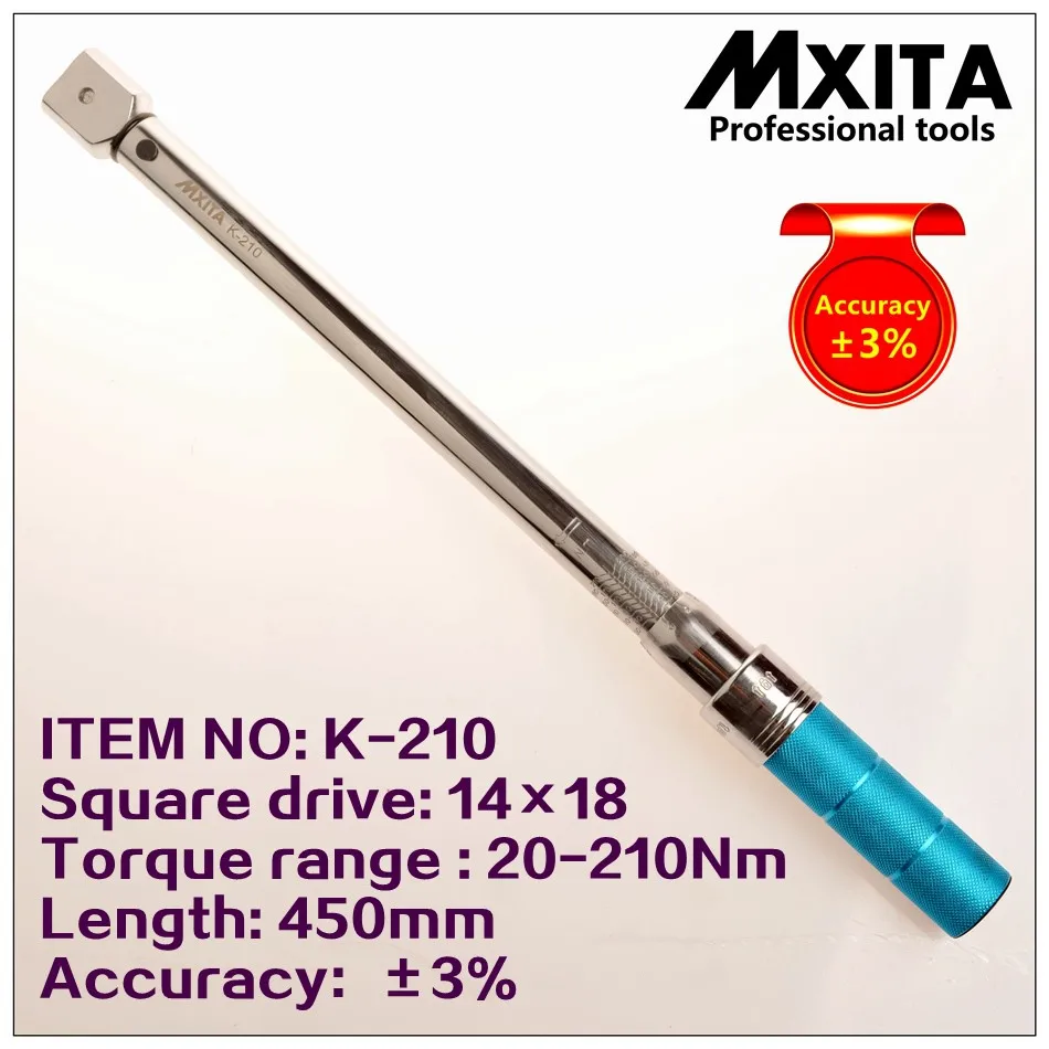 Newest Quality 3% Precision 14X18 20-210Nm Head Replaceable Preset Interchangeable Torque Wrench Hand Spanner Tool | Инструменты