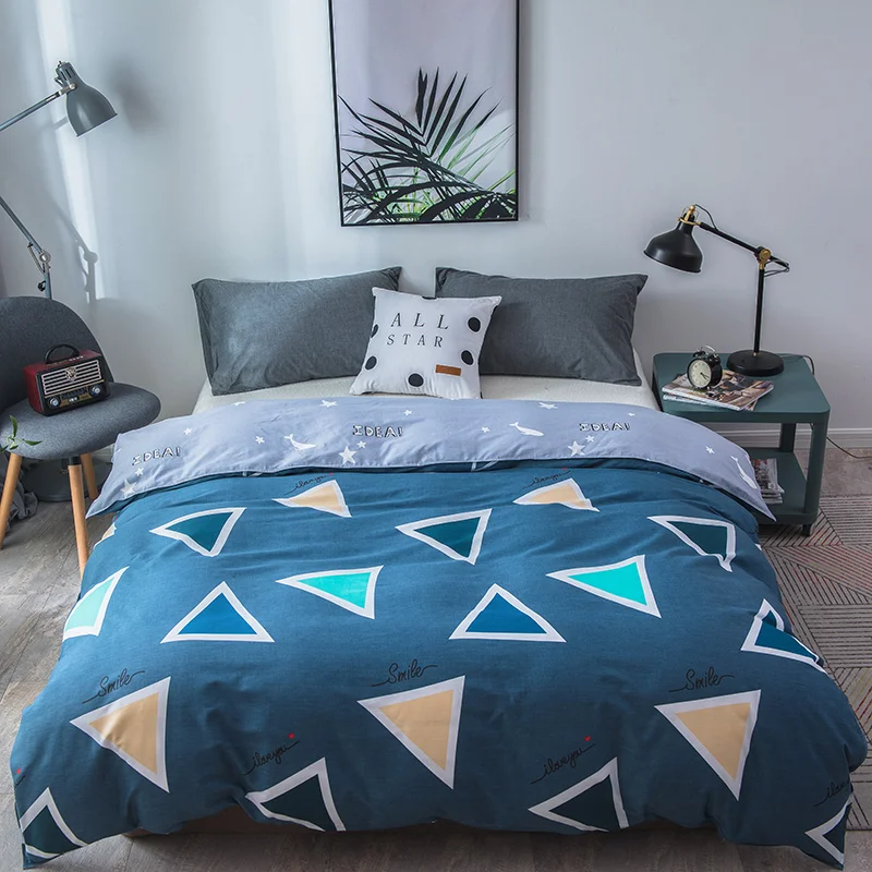 

Nordic Design Geometric Triangle Printed Duvet Cover with Zipper 100% Cotton Quilt Cover Comforter Cover Twin Full Queen King