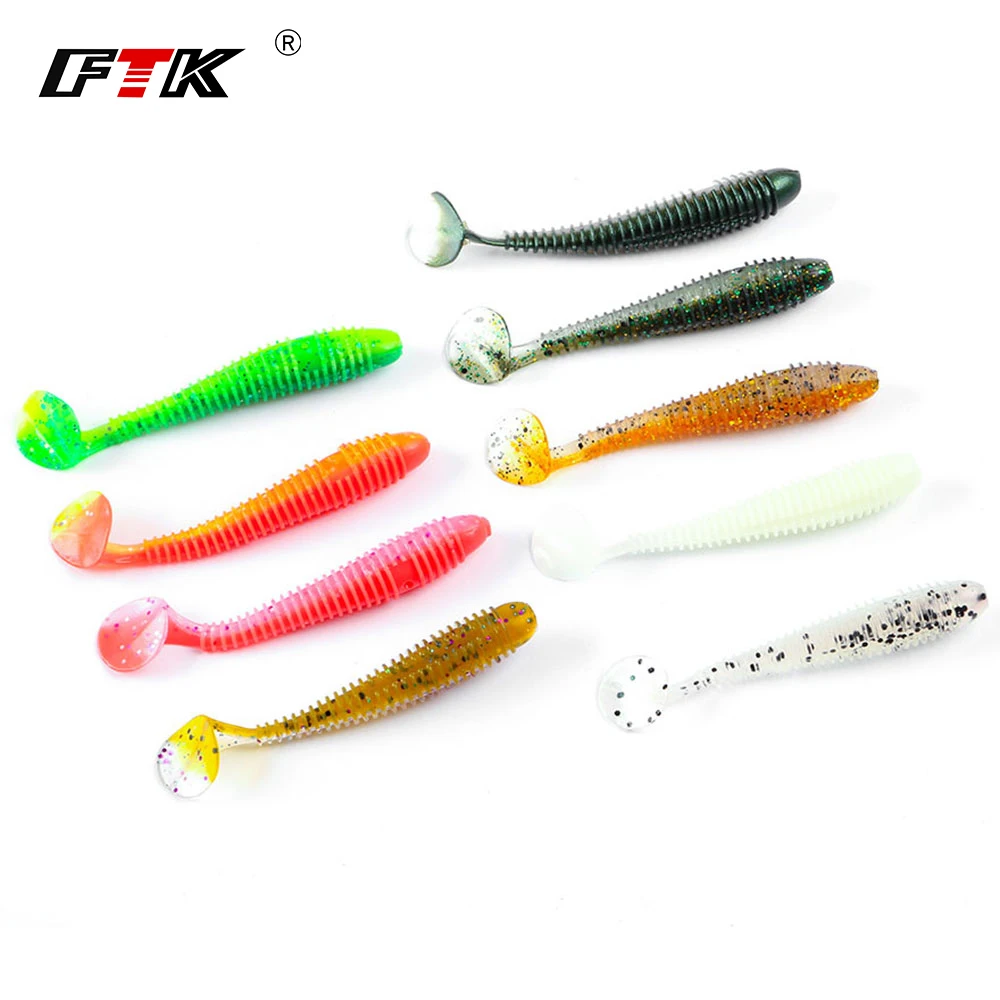  FTK Fishing Lure Shad 3D Shake Fishing Tackle Soft Bait Wobbler 5pcs Accessories Saltwater Swim Bai