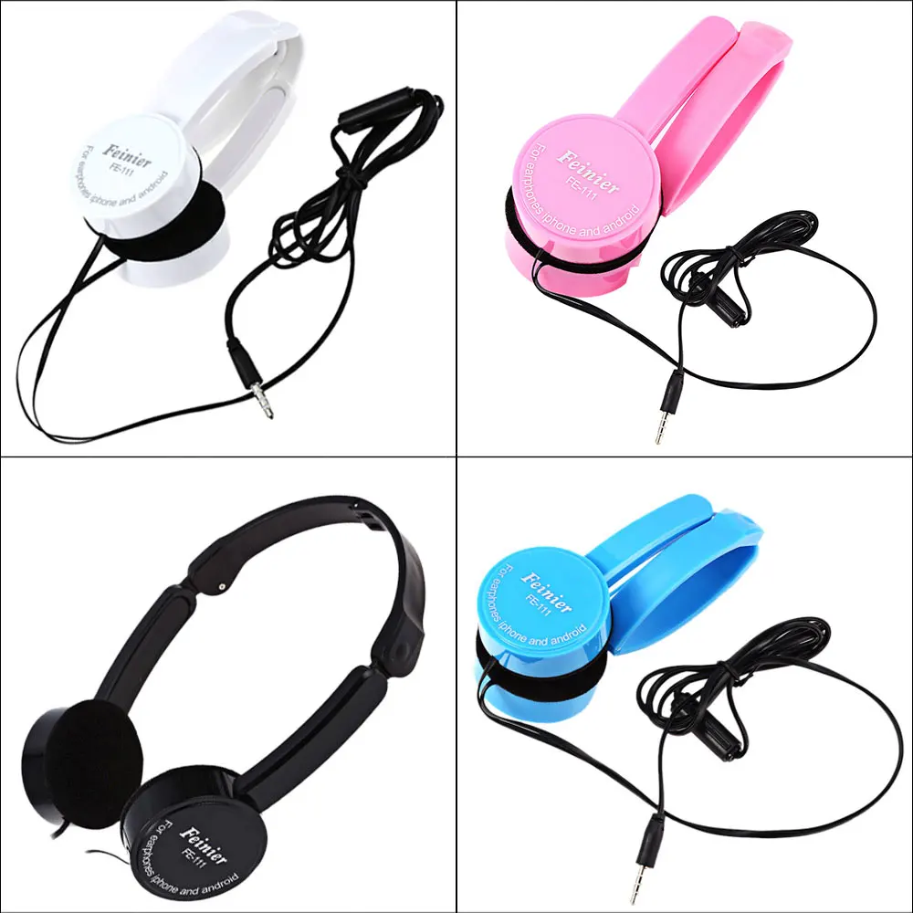 Retractable Foldable Kids Headband Earphone with Mic Stereo Bass Children Headphone Foldable