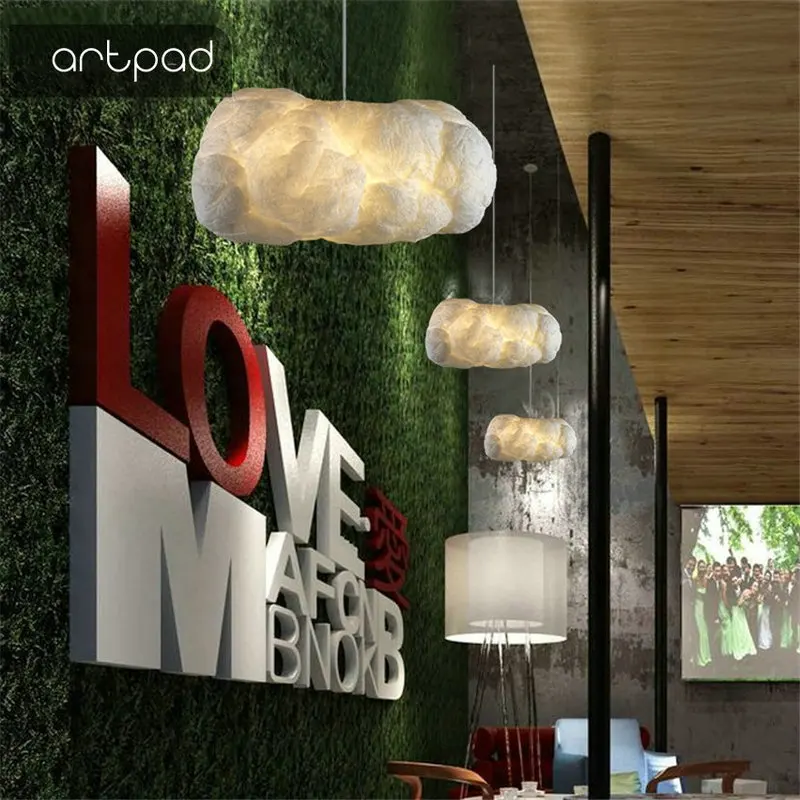 Креативная Подвесная лампа Artpad в виде белого облака искусственная шелковая