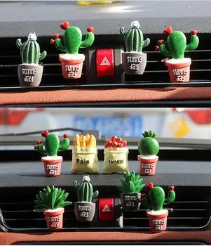 

Emulation Plant Cactus Car Air Conditioning Vent Perfume Clip Creative Air Freshener Fragrance Solid Balm Decoration Ornament