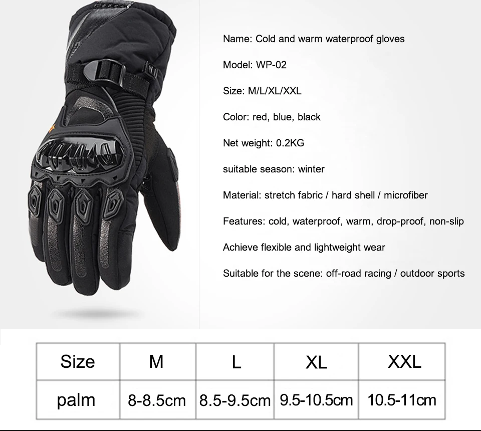 Foxcncar motorcycle gloves 100% Waterproof windproof Winter warm Guantes Moto Luvas Touch Screen Motosiklet Eldiveni Protective (12)