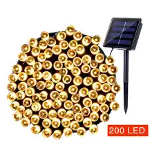 200 светодиодный Солнечный свет строка открытый светодиодный полосы Гирлянда для украшения сада солнечный лампы строка Рождество огни Luminaria энергия