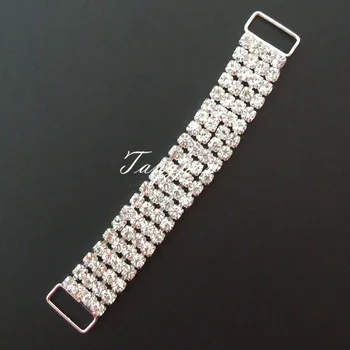 

15pcs 4 ROWS Crystal Rhinestone Bikini Connectors/ Buckle Metal Chain For Swimming Wear Bikini Decoration BN25