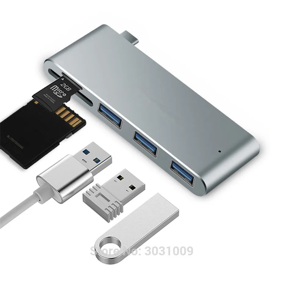Basix 5-in-1 USB Hub 3.0 Type-C to 3 Ports USB 3.0 Hub Adapter2