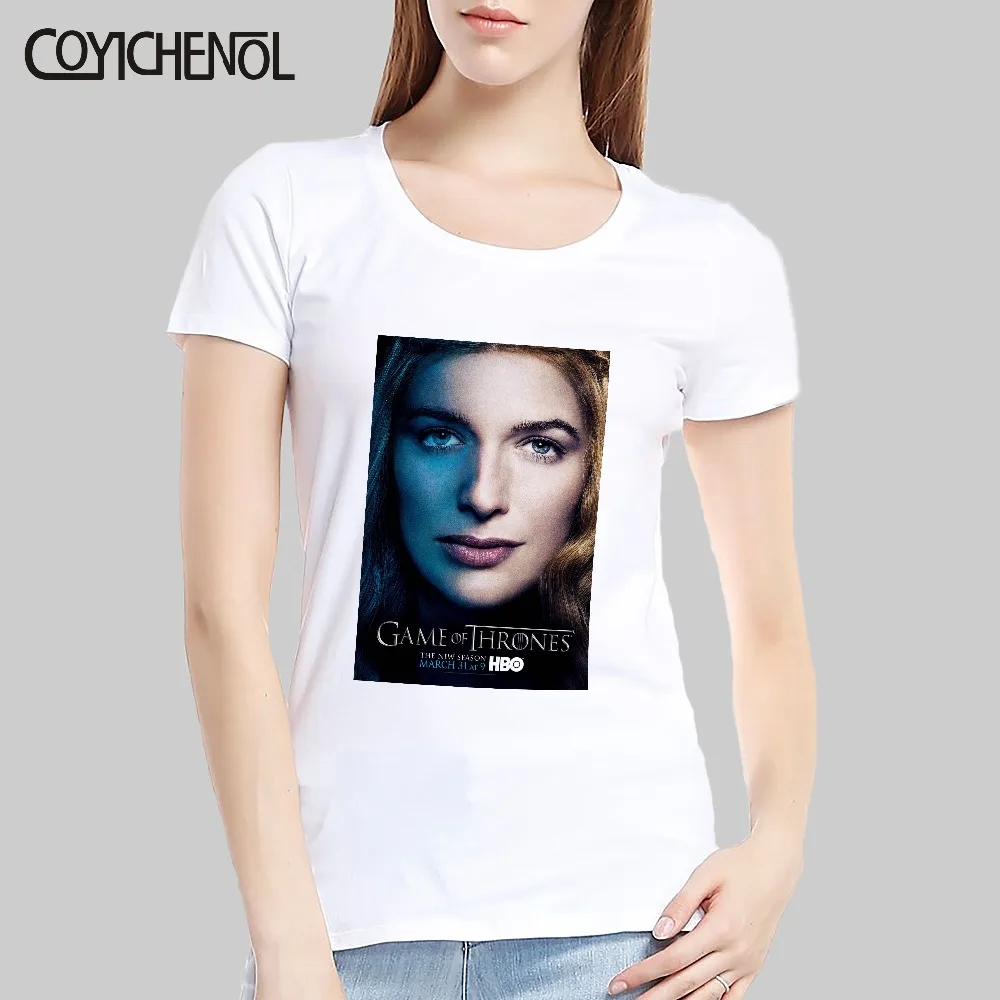 

Lena Headey customize print tshirt women funny design short sleeve top solid color regular cusual tshirt Modal tee COYICHENOL
