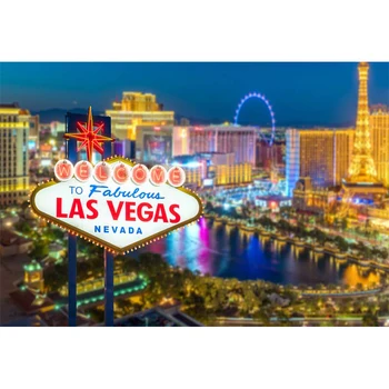 

Vinyl Shiny Night City LAS VEGAS Backdrop for Photography Casino Party Background Photo Booth Studio MW-105