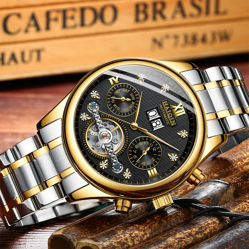 HAIQIN Men's Watches Top Brand Luxury Business Machinery Sport Wristwatch Mens Waterproof Tourbillon Clock Relogio Masculino