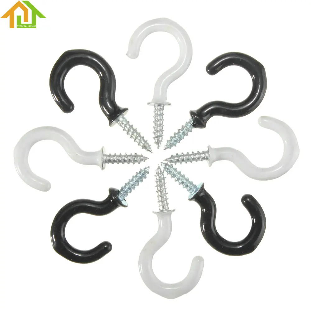 

25mm x 30mm 25pc Screw In Cup Hooks Plastic Coated Pleasant Shape