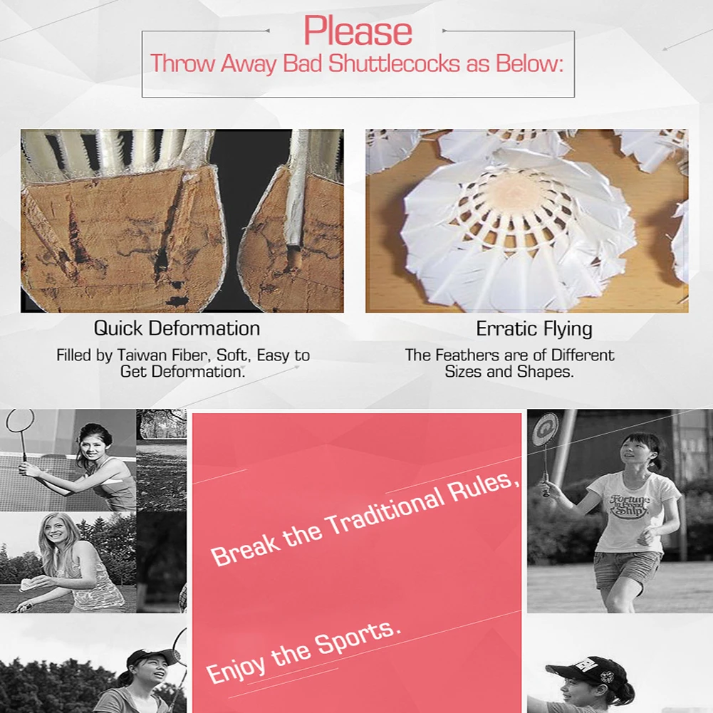 12 unids/pack blanco pluma de ganso Badminton Shuttlecock bola bádminton Accesorios