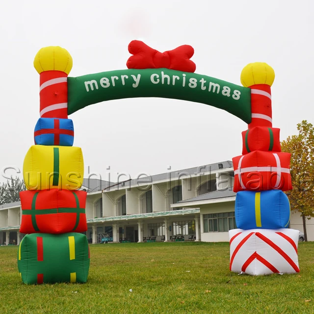 Merry christmas holiday giant inflatable christmas arch with gift boxes