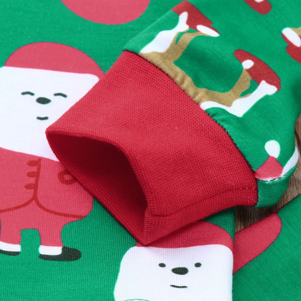 Детская одежда для малышей хлопковая футболка с длинными рукавами и круглым вырезом для новорожденных девочек и мальчиков с изображением Санты Топы+ штаны, Зимний Рождественский комплект одежды