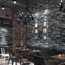 Papel pintado de ladrillo 3D para restaurante, sala de estar, Fondo de Sala, decoración para el hogar, papel de pared impermeable de PVC, rollos de papel tapiz con patrón de piedra 3D