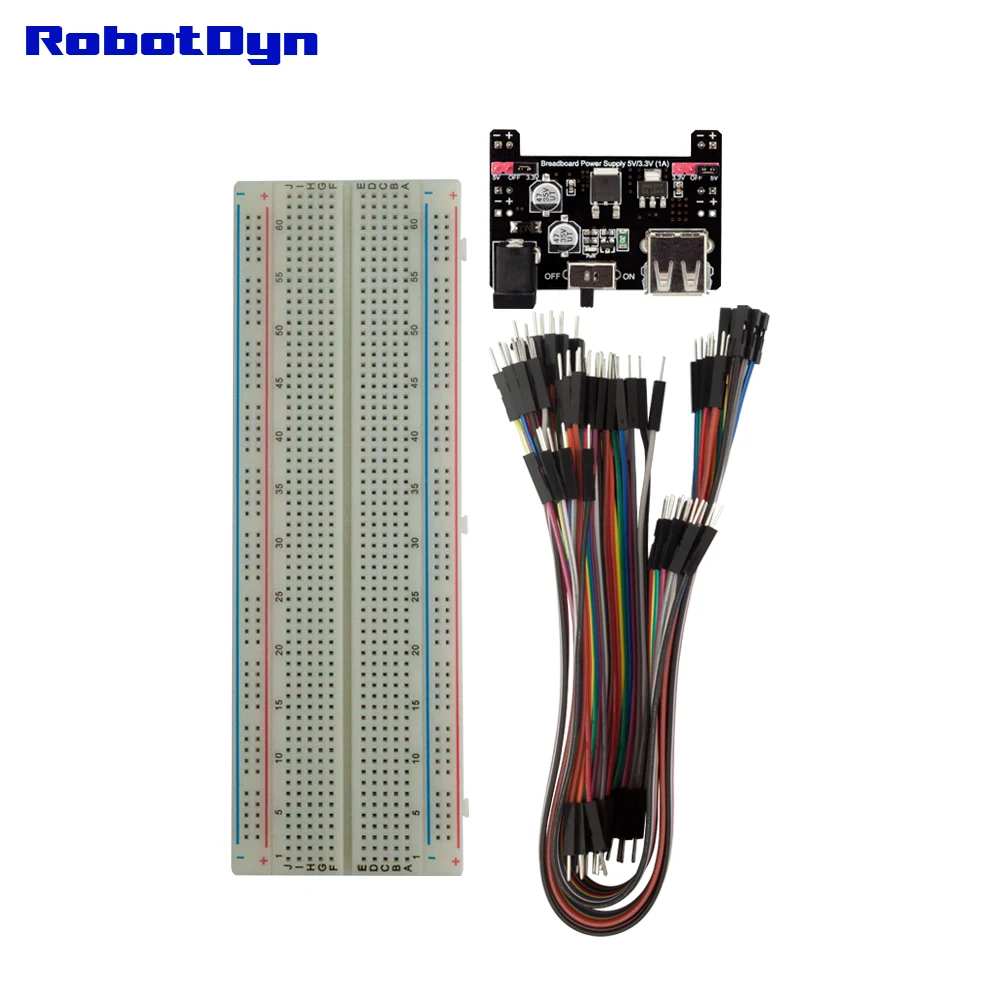KIT Breadboard + Power Supply 5V/3.3V (1A) + 60 jumper wirersin