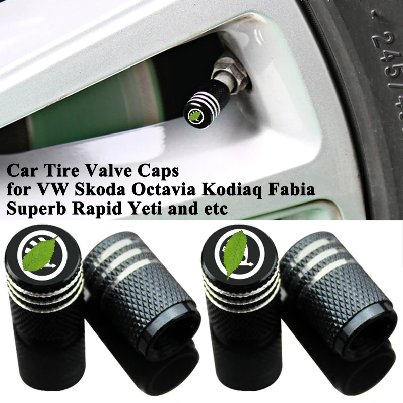 

4pcs/set Styling Car Tire Valve Cap Logo Wheel Valve Mouth Cover Accessories for VW Skoda Kodiaq GT Octavia Superb Yeti Fabia