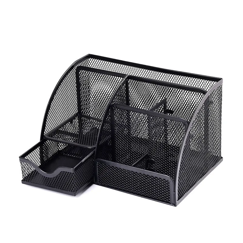 

7 Cell Metal Mesh Desktop Office Pen Pencil Holder Iron Desk Organizer for Scissors Ruler Stationery School Supplies Accessories