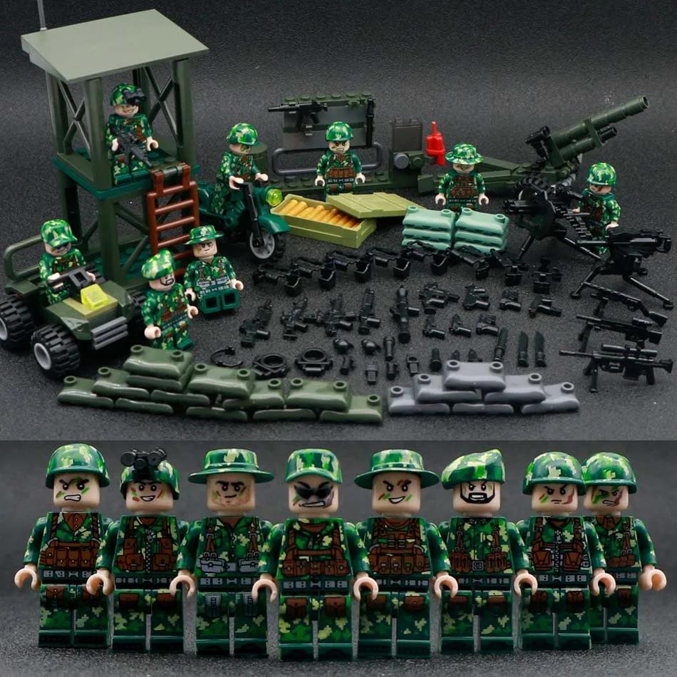 Building Blocks Military German Soviet Army Soldier Figures SWAT Weapons Guns City Police Bricks WW2 Arm Parts Toys for Children