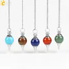 CSJA-pendentifs de Yoga, pierres précieuses rondes naturelles, Aventurine vertes, Onyx Lapis-Lazuli, Quartz rose, Reiki E564 ► Photo 2/6
