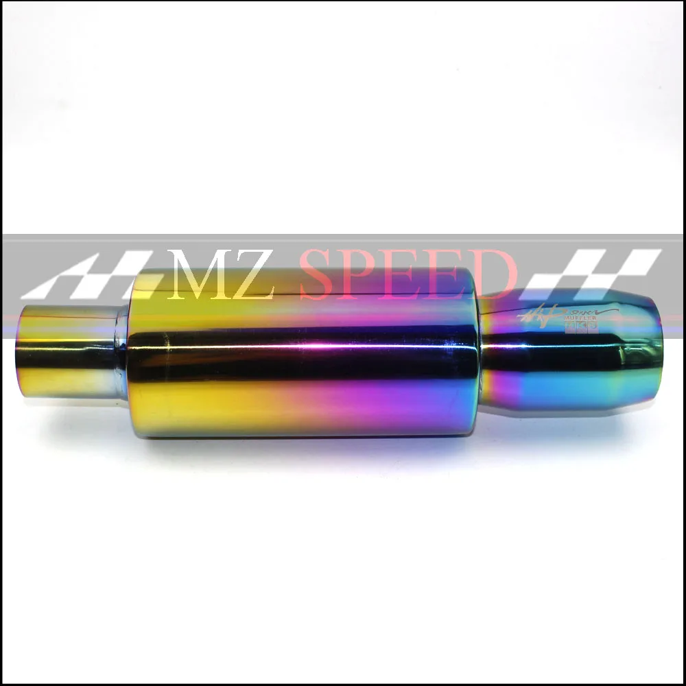 car styling universal car muffler exhaust stainless steel burn-blue muffler 57 mm imported to 76 mm outlet