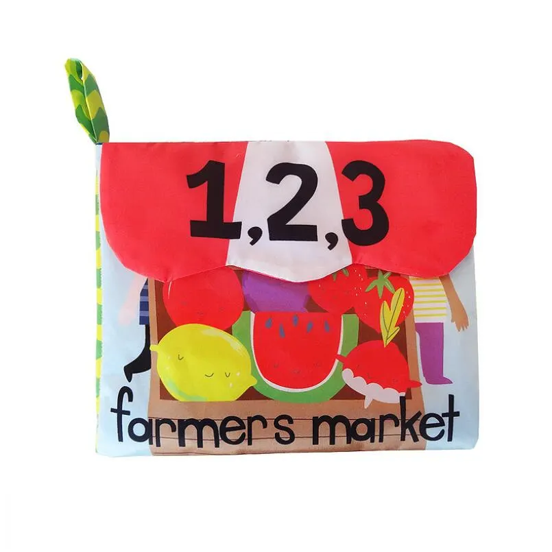 

Farmers market Fruit animal figure cloth book Infant Early Learning Education Books Unfolding Activity Books for babies