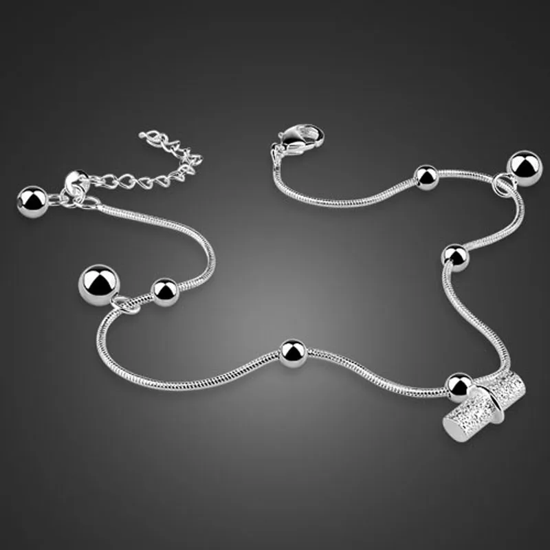 Wholesale simple ball sterling silver anklet. 100 solid 925 sterling