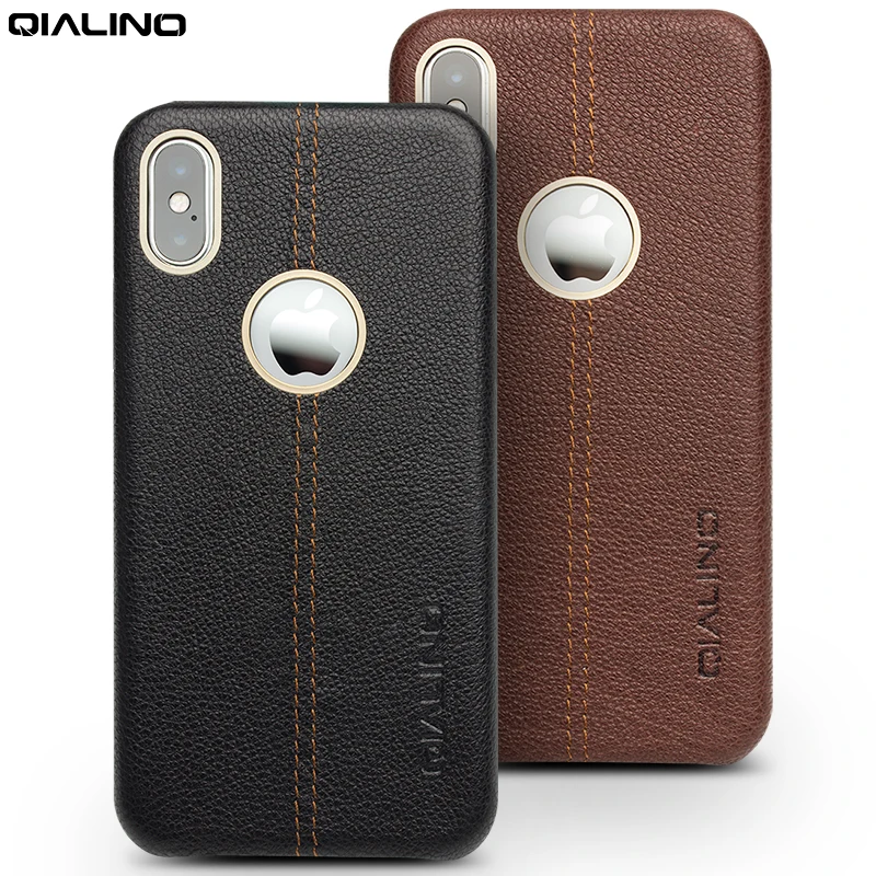 

QIALINO Genuine Leather Ultra Slim High Quality Back Case for iPhone X Fashion Luxury Phone Cover for iPhone X for 5.8 inch