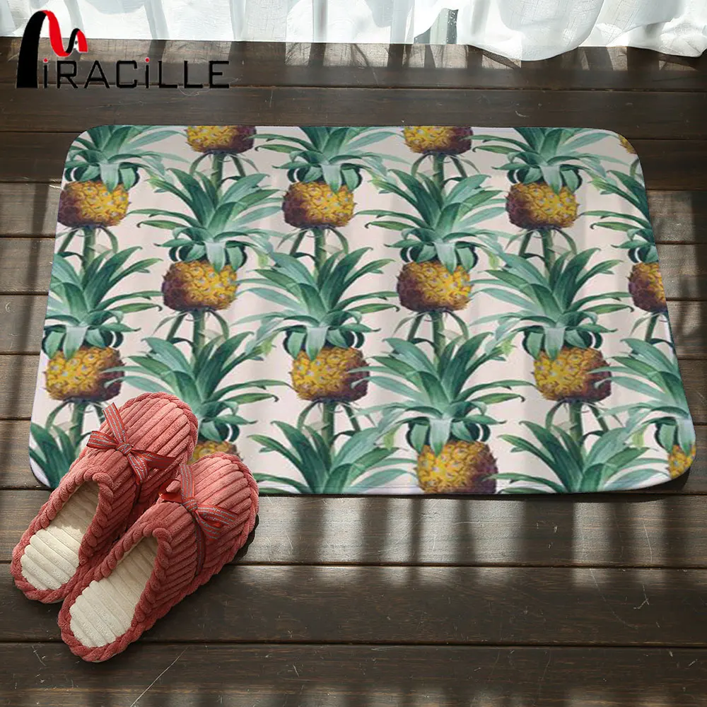 Miracille Funny Oriental Rug Pineapple Printed Doormat Indoor Outdoor
