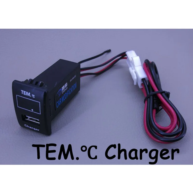 USB зарядное устройство автомобиля интерфейс разъем зарядное устройство VOL. V TEM Температура Напряжение Дисплей для Suzuki/Hustler - Цвет: TEM. Charger