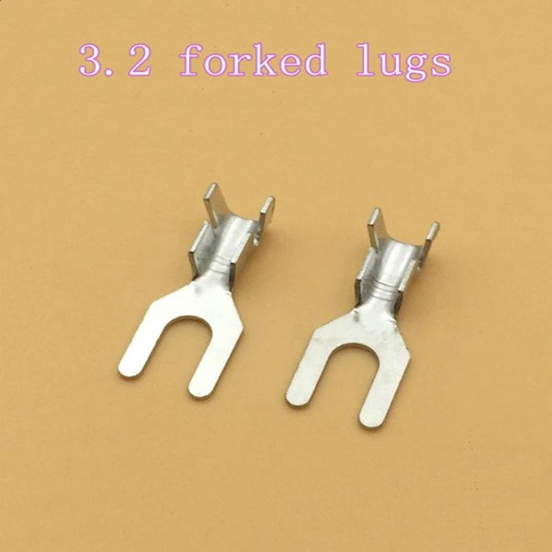 

100pcs 3.2mm Fork Terminals Forks Cold Terminals Bare Terminals U Type Y-Shaped Lugs Grounding Chip