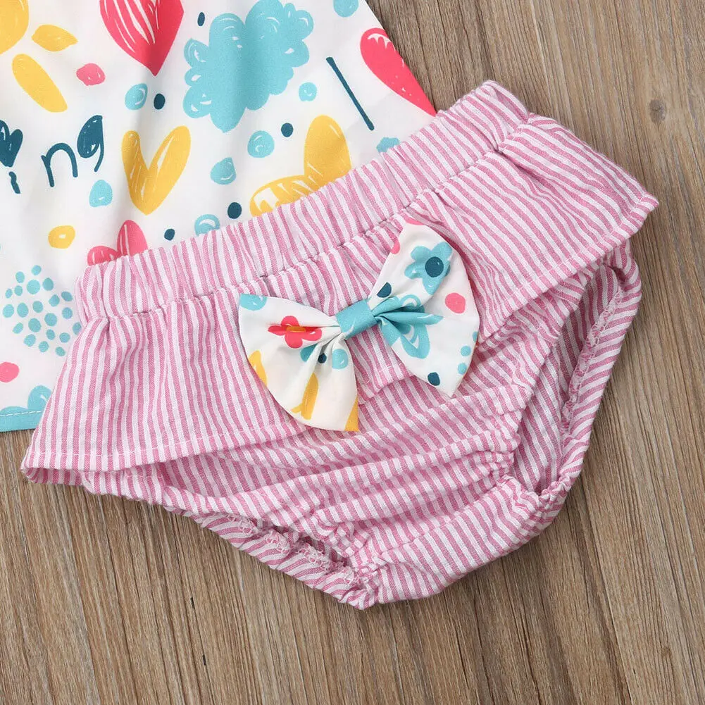 2019 Newest Hot Pretty Newborn Baby Girl Clothes 2Pcs Summer New Floral Heart Print Bow Tee Tops+PP Shorts Outfit Clothing Set 2019 Newest Hot Pretty Newborn Baby Girl Clothes 2Pcs Summer New Floral Heart Print Bow Tee Tops+PP Shorts Outfit Clothing Set