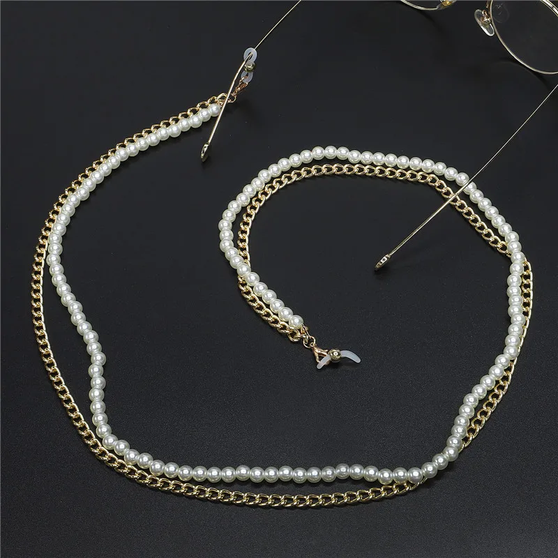 

Glass Pearl Beads Link Chain Eyeglasses Chains for Reading Glasses Cord Sunglasses Strap Holder Neck Band Accessories